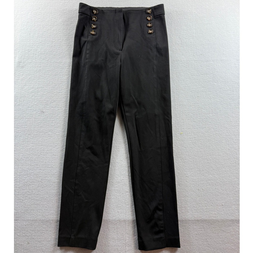 Ann Taylor Sailor Pants Women 6P Black High Rise Skinny Leg Double Breasted